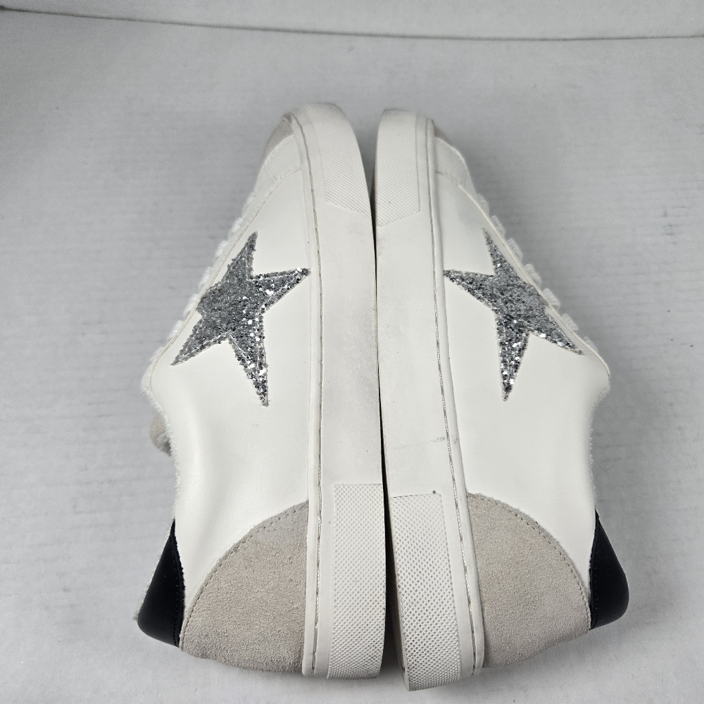 Steve Madden Rezume Silver Glitter Star Sneakers with Suede  Size Women's 7 - Picture 7 of 11
